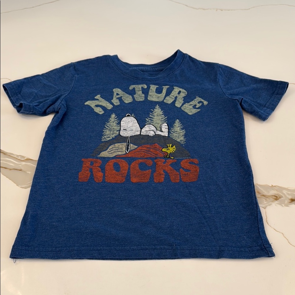 Snoopy Blue Nature Rocks Short Sleeve Tee
